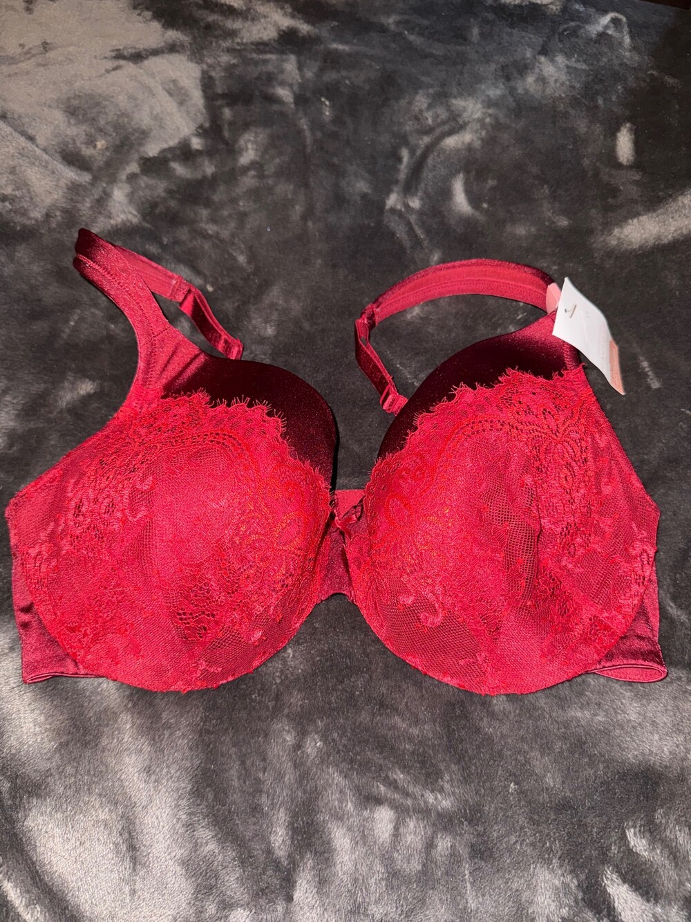 Cacique 38DD Red Lace Bra Lightly Lined Full Coverage
